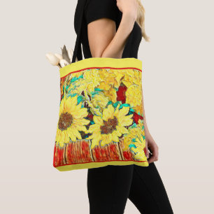 Drie zonnebloemen tote bag