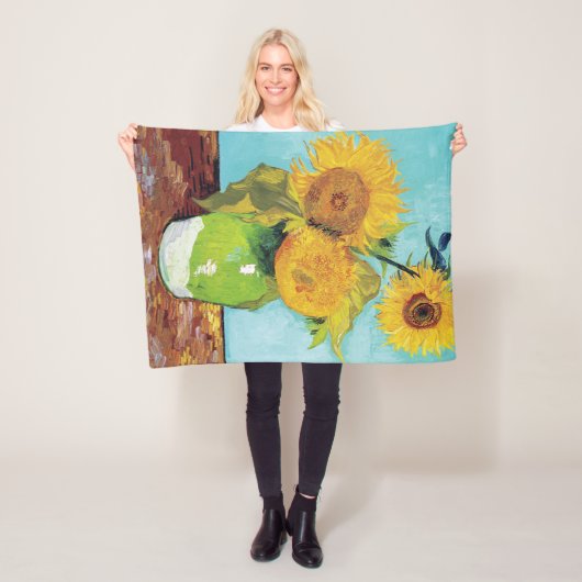 Drie zonnebloemen, Van Gogh Fleece Deken (In situ)