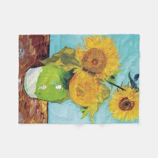 Drie zonnebloemen, Van Gogh Fleece Deken (Voorkant (Horizontaal))