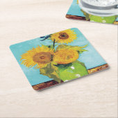 Drie zonnebloemen, Van Gogh Kartonnen Onderzetters (Schuin)