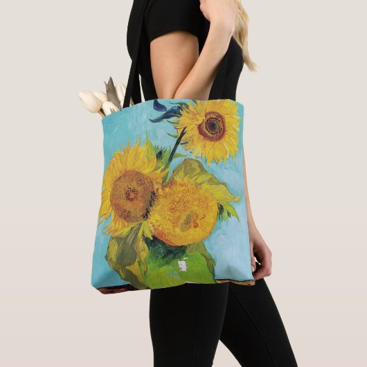 Drie zonnebloemen, Van Gogh Tote Bag (Dichtbij)