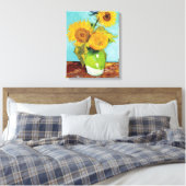 Drie zonnebloemen| Vincent Van Gogh Canvas Afdruk (Insitu (Slaapkamer))