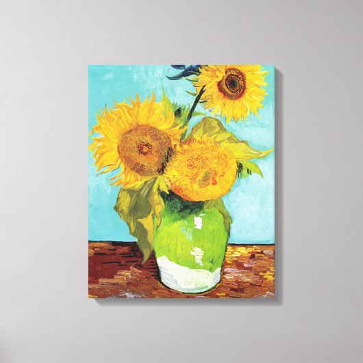 Drie zonnebloemen| Vincent Van Gogh Canvas Afdruk (Voorkant)