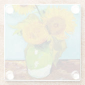 Drie zonnebloemen | Vincent van Gogh Glazen Onderzetter (Achterkant)