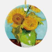 Drie zonnebloemen | Vincent van Gogh Keramisch Ornament (Achterkant)