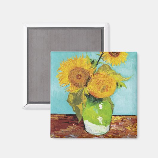 Drie zonnebloemen | Vincent Van Gogh Magnet (Voorkant / Achterkant)