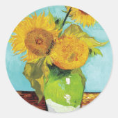 Drie zonnebloemen | Vincent van Gogh Ronde Sticker (Voorkant)