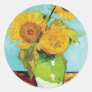 Drie zonnebloemen   Vincent van Gogh Ronde Sticker