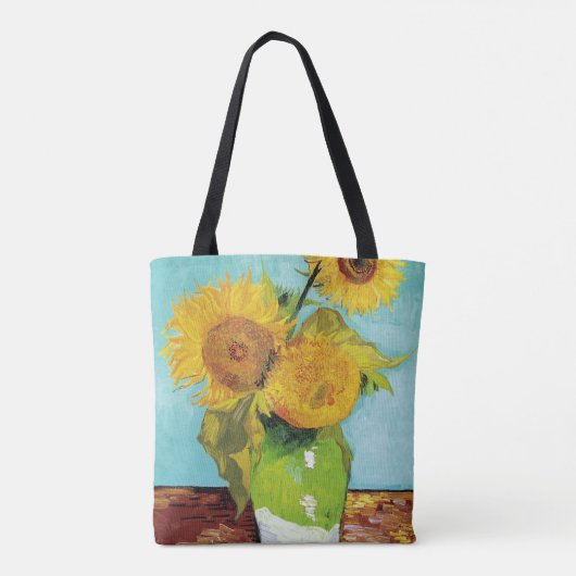 Drie zonnebloemen | Vincent van Gogh Tote Bag (Achterkant)