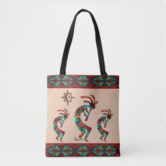 Drie Zuidwest Kokopelli en SunTote Bag Tote Bag (Voorkant)