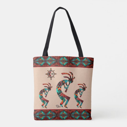 Drie Zuidwest Kokopelli en SunTote Bag Tote Bag (Achterkant)