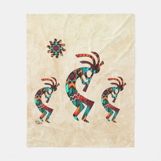 Drie Zuidwest Kokopelli Fleece Blanket (Voorkant)