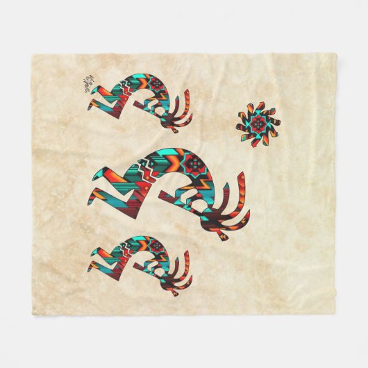 Drie Zuidwest Kokopelli Fleece Blanket (Voorkant (Horizontaal))