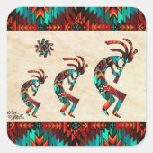 Drie Zuidwest Kokopelli Square Sticker (Voorkant)