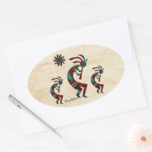 Drie Zuidwest Kokopelli Square Sticker (Envelop)