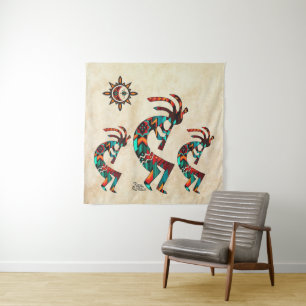Drie Zuidwest Kokopelli Tapestry Wandkleed