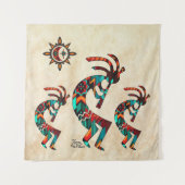 Drie Zuidwest Kokopelli Tapestry Wandkleed (Voorkant)