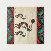 Drie Zuidwest Kokopelli Tapestry Wandkleed (Voorkant (horizontaal))