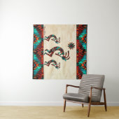Drie Zuidwest Kokopelli Tapestry Wandkleed (In Situ (horizontaal))