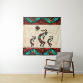 Drie Zuidwest Kokopelli Tapestry Wandkleed (In situ)