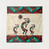 Drie Zuidwest Kokopelli Tapestry Wandkleed (Voorkant)