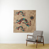 Drie Zuidwest Kokopelli Tapestry Wandkleed (In Situ (horizontaal))