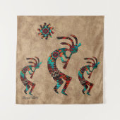 Drie Zuidwest Kokopelli Tapestry Wandkleed (Voorkant)