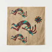 Drie Zuidwest Kokopelli Tapestry Wandkleed (Voorkant (horizontaal))