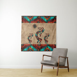 Drie Zuidwest Kokopelli Tapestry Wandkleed