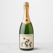 Drie Zuidwest Kokopelli Wijnlabel Sparkling Wijnetiket (Voorkant)
