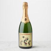 Drie Zuidwest Kokopelli Wijnlabel Sparkling Wijnetiket (Voorkant)