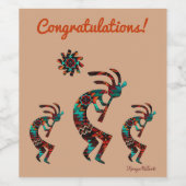 Drie Zuidwest Kokopelli Wijnlabel Wijn Etiket (Enkel label)