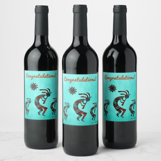 Drie Zuidwest Kokopelli Wijnlabel Wijn Etiket (Flessen)