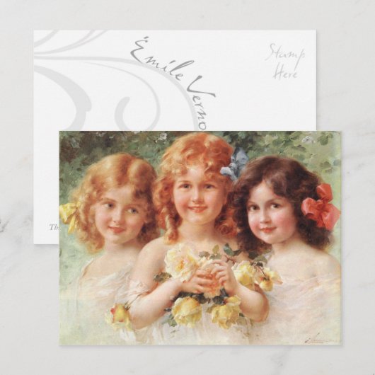 Drie zussen - Émile Vernon Briefkaart (Voorkant / Achterkant)
