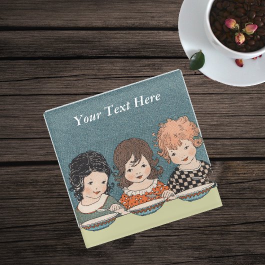 Drie zussen samen eten soep glazen onderzetter