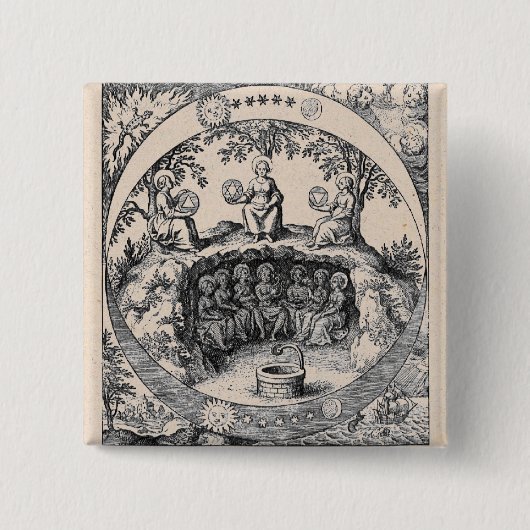 Drie zussen van Alchemy Vierkante Button 5,1 Cm (Voorkant)