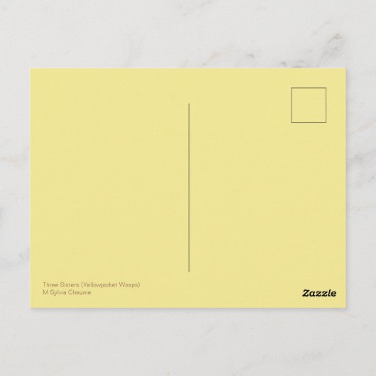 Drie zusters geelvest watten briefkaart (Achterkant)