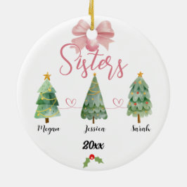 Drie zusters kerstboom met aangepaste namen keramisch ornament