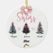 Drie zusters kerstboom met aangepaste namen keramisch ornament (Voorkant)