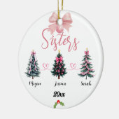 Drie zusters kerstboom met aangepaste namen keramisch ornament (Links)