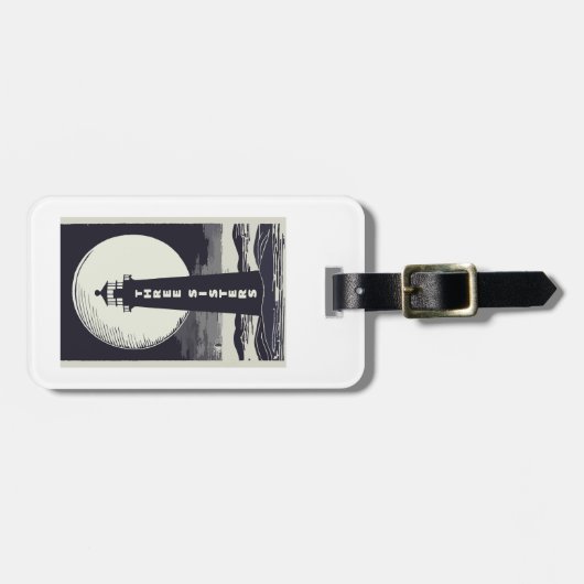 Drie zusters vuurtoren Massachusetts Moon Bagagelabel (Voorkant horizontaal)