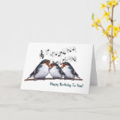 Drie zwaluwen zingen gelukkige verjaardag: oliepas kaart (Gele Bloem)