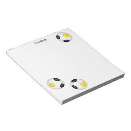 Drie zwart gouden voetballen gepersonaliseerd notitieblok