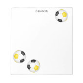 Drie zwart gouden voetballen gepersonaliseerd notitieblok (Voorkant)