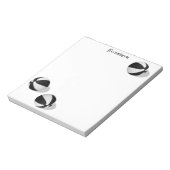 Drie zwart wit basketballen aangepaste naam notitieblok (Linkerzijde)