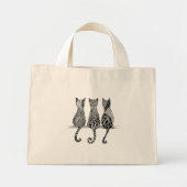 Drie Zwart-witte katten op een zak Mini Tote Bag (Voorkant)