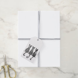 Drie zwart-witte katten verpakking van 10 cadeau l cadeaulabel