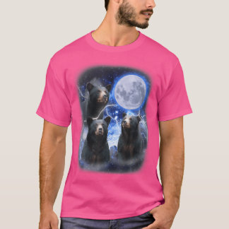 Drie Zwarte Beren Maan 3 Wilde Beren Starend Naar T-shirt