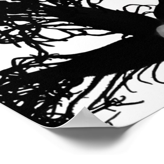 Drie zwarte bloemen poster (Hoek)