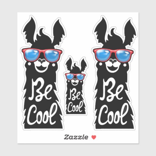 Drie zwarte borden met een rode zonnebril sticker (Vel)